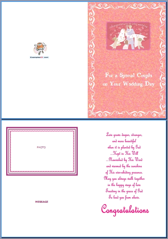 Example Wedding Card:For a Special Couple on Your Wedding Day